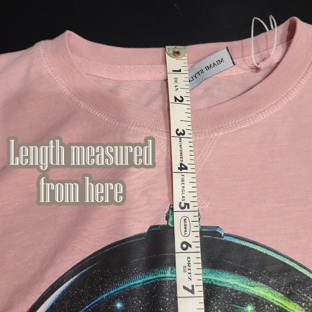 Space Cat Knit Top size Medium M Pink Helmet Rainbow Long Sleeve Miami Style - Picture 8 of 10